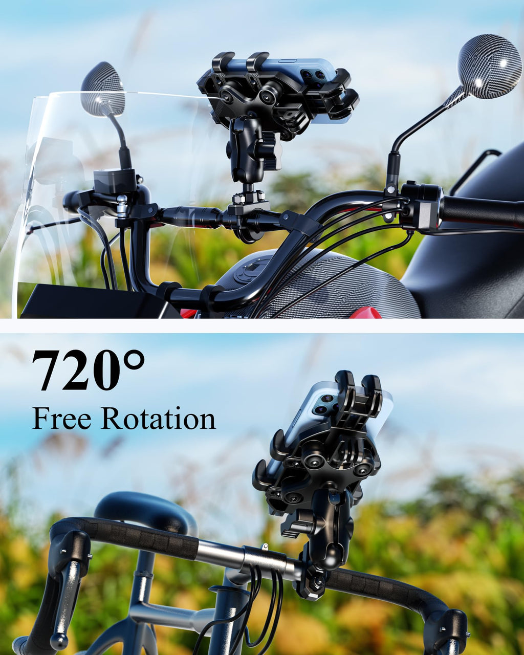 BRCOVAN Motorcycle Phone Mount Holder with Vibration Dampener